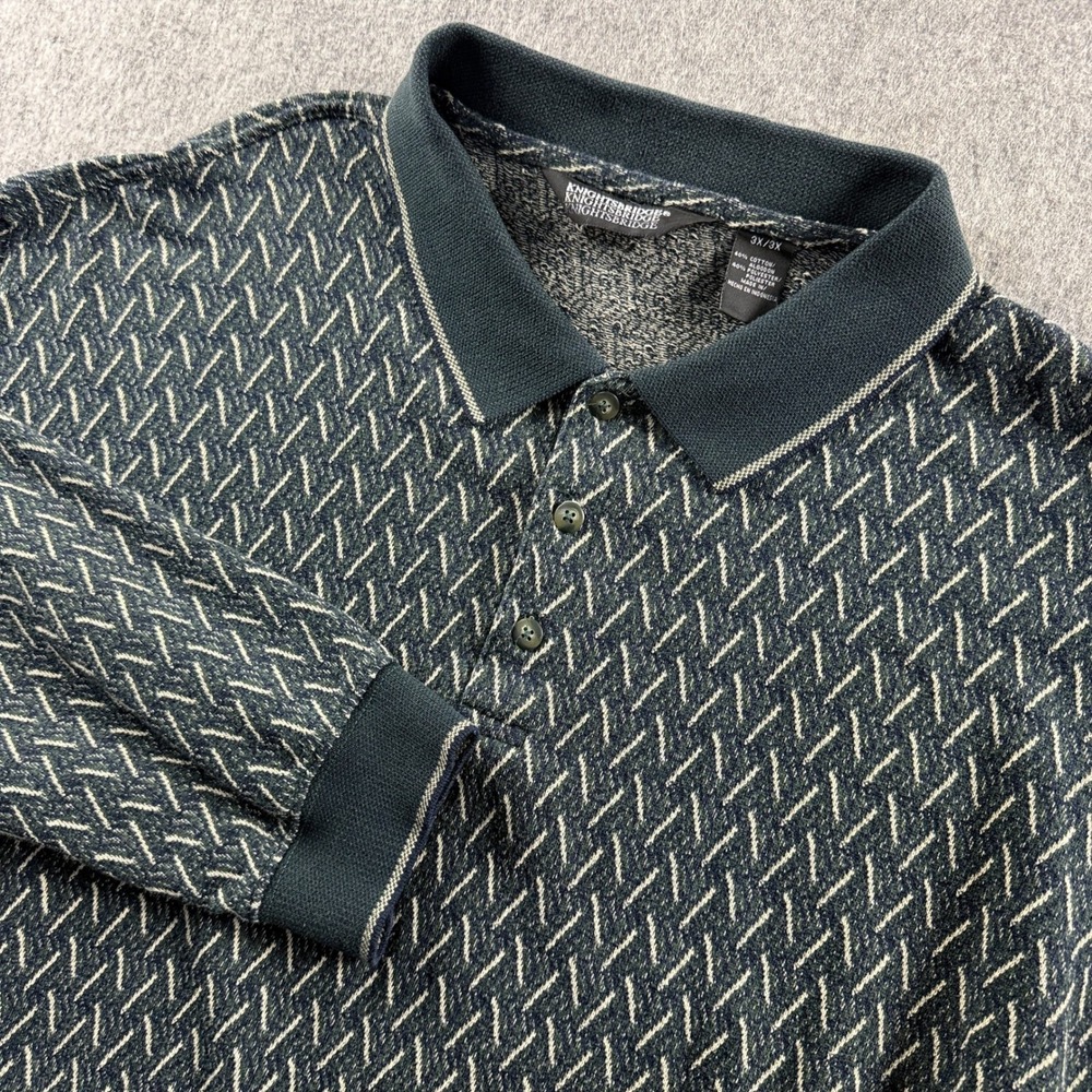 Knightsbridge Polo Shirt Long Sleeve Mens 3X Geometric Pattern Cotton Blend
